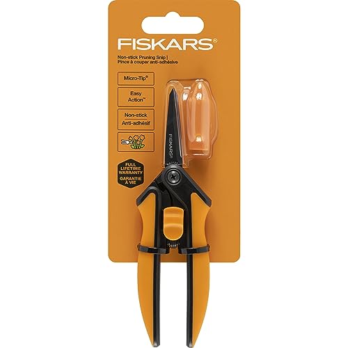 Fiskars Micro-Tip Pruning Snips - 6" Garden Shears with Sharp Precision-Ground Non-Coated Stainless Steel Blade - Gardening Tool Scissors with SoftGrip Handle