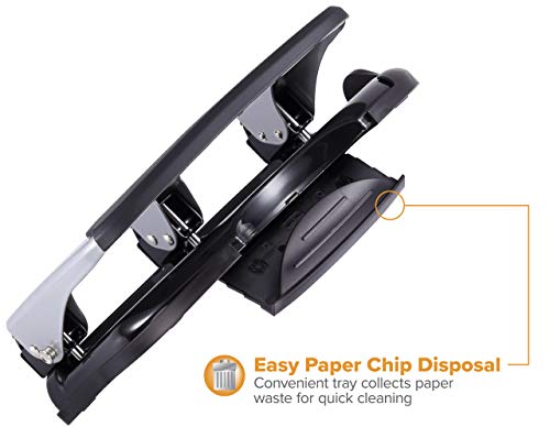 Bostitch Office EZ Squeeze Heavy Duty 3 Hole Punch, 40-Sheet Capacity, Use Less Force, Perfect for Home Office School Supplies, Sleek Design, Silver