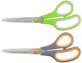 Amazon Basics Multipurpose, Comfort Grip, PVD Coated, Stainless Steel Office Scissors, 2-Pack, Green and Gray