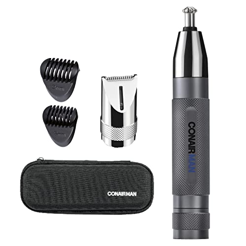 Conair Ear and Nose Hair Trimmer for Women, Cordless Battery-Powered, Patent 360 Bevel Blade for No Pull, No Snag Trimming Experience, True Glow by Conair