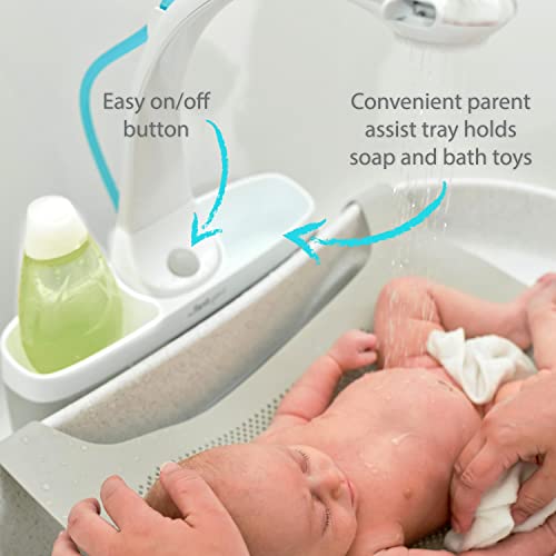 The First Years Rain Shower Baby Bathtub — Baby Spa for Newborn to Toddler — Includes Convertible Bathtub and Sling with Soothing Spray — Baby Bath Essentials
