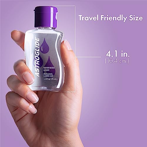 Astroglide Liquid Personal Lubricant (2.5oz), Water Based Lube, Dr. Recommended Brand, Long Lasting Pleasure, for Men, Women, and Couples, Condom Compatible, Travel-Friendly Size, Manufactured in USA