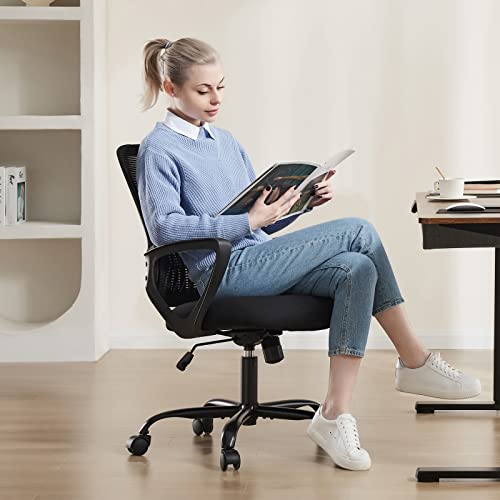 Office Chair, Desk Chair, Managerial Executive Chair, Ergonomic Home Office Desk Chairs, Computer Chair with Comfortable Armrests, Mesh Desk Chairs with Wheels, Mid-Back Task Chair with Lumbar Support