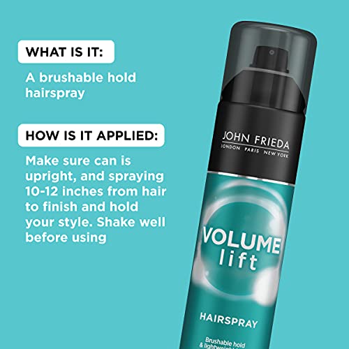 John Frieda Hairspray Volume Lift, for Fine or Flat Hair, Safe for Colour-Treated Hair, Volumizing Hair Nourishing Spray with Air-Silk Technology, 10 Ounces (Pack of 2),