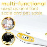 Beurer BY80 Digital Baby Scale, Infant Scale for Weighing in Pounds, Ounces, or Kilograms up to 44 lbs, Newborn Scale with Hold Function, Pet Scale for Cats and Dogs