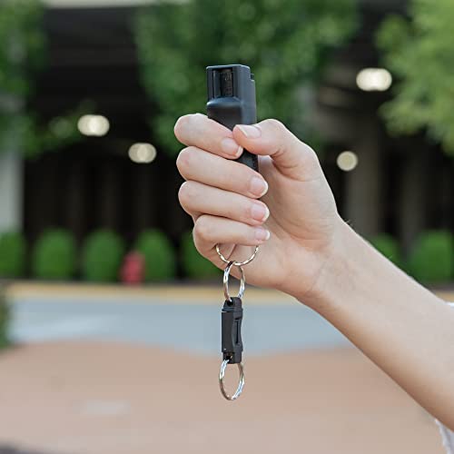 SABRE Pepper Spray, Maximum Police Strength OC Spray, Quick Release Keychain for Easy Carry and Fast Access, Finger Grip for More Accurate and Faster Aim, 25 Bursts, Secure and Easy to Use Safety