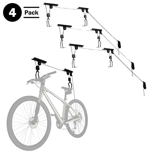 RAD Sportz Bicycle Hoist 4-Pack Quality Garage Storage Bike Lift with 100 lb Capacity Even Works as Ladder Lift Premium Quality
