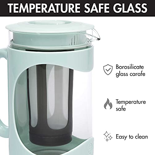 Primula Burke Deluxe Cold Brew Iced Coffee Maker, Comfort Grip Handle, Durable Glass Carafe, Removable Mesh Filter, Perfect 6 Cup Size, Dishwasher Safe, 1.6 qt, Black