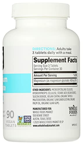 365 by Whole Foods Market, Magnesium Glycinate Tablets, 400 MG, 90 Count