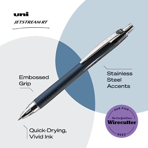 Uniball Jetstream RT 3 Pack, 0.7mm Fine Black, Wirecutter Best Pen, Ballpoint Pens, Ballpoint Ink Pens | Office Supplies, Pens, Ballpoint Pen, Colored Pens, Fine Point, Smooth Writing Pens