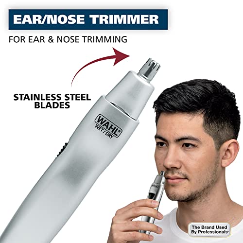 Wahl Men’s Nose Hair Trimmer, for Eyebrows, Neckline, Nose & Ear Hair, Precision Detail Trimming with Interchangeable Heads, Battery Included - Model 5545-400