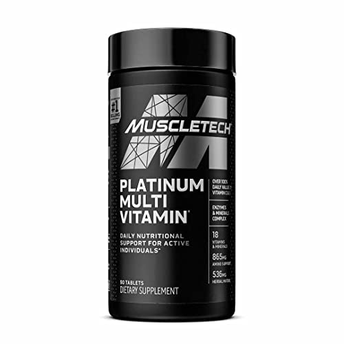 MuscleTech Multivitamin for Men & Women, Platinum Multivitamin, Vitamin C for Immune Support, 18 Vitamins & Minerals, Vitamins A C D E B6 B12, Daily Workout Supplements, Multivitamins, 180 ct