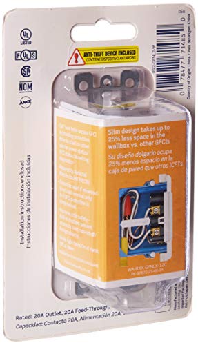 Leviton GFNL2-W Self-test SmartlockPro Slim GFCI Tamper-Resistant Receptacle with Guidelight and LED Indicator, 20-Amp, White