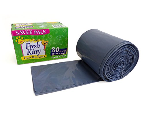 30 Count Fresh Kitty Litter Box Liners Super Thick, Durable, Easy Clean Up Jumbo Scented, Bags with Ties for Pet Cats