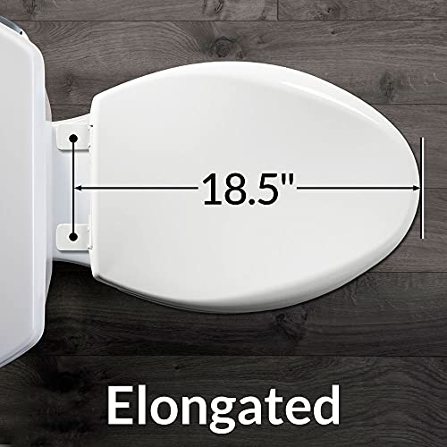 Mayfair Molded Wood Toilet Seat with Easy-Clean & Change Hinges, Elongated, White, 1844EC 000