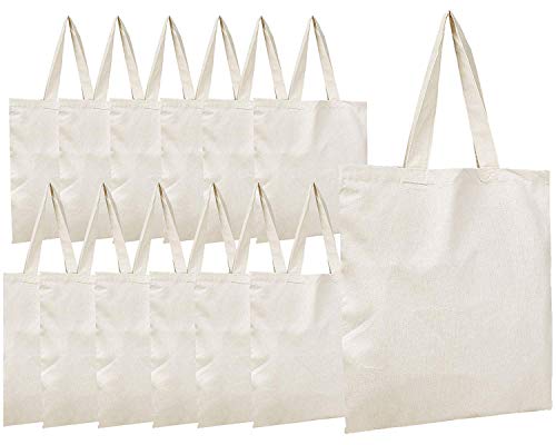 Simpli-Magic Canvas Tote Bags, 13 x 15, Pack of 15, Natural