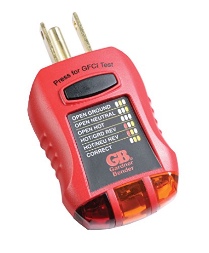Gardner Bender GFI-3501 Ground Fault Receptacle Tester & Circuit Analyzer, 110-125V AC, for GFCI / Standard / Extension Cords & More, 7 Visual LED Tests , Red