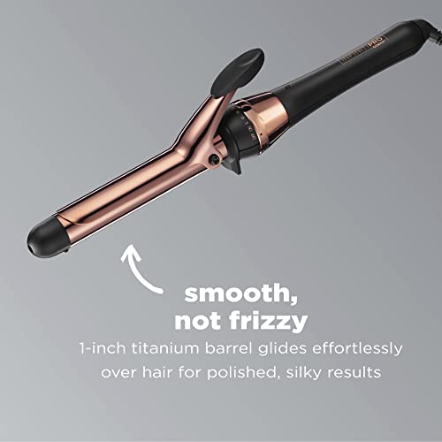 INFINITIPRO BY CONAIR Rose Gold Titanium 1-Inch Curling Iron, 1-inch barrel produces classic curls – for use on short, medium, and long hair, Gold.