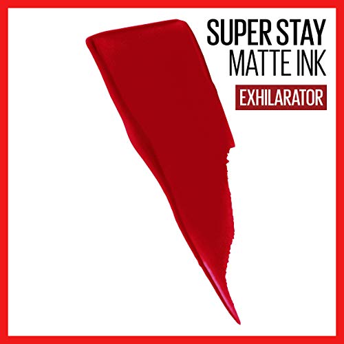 Maybelline New York Super Stay Matte Ink Liquid Lipstick Makeup, Long Lasting High Impact Color, Up to 16H Wear, Exhilarator, Ruby Red, 1 Count