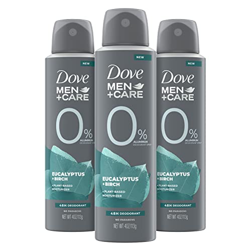 Dove Men+Care Deodorant Spray Aluminum Free Deodorant Eucalyptus and Birch Naturally Derived Plant Based Mens Deodorant Moisturizer 4 oz 3 Count
