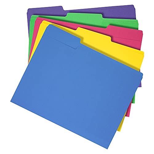 Amazon Basics File Folders, Letter Size, Heavyweight 1/3-Cut Tab Assorted Colors, 50-Pack