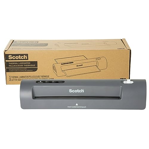 Scotch TL901X Thermal Laminator, 1 Laminating Machine, Gray, Laminate Recipe Cards, Photos and Documents, For Home, Office or School Supplies, 9 in.