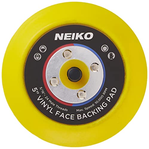 NEIKO 30261A 5” Sanding Pad with Vinyl PSA Backing, 5/16” Arbor with 24 Thread Mounts, 10,000 RPM, Sanding Pads are Ideal for Orbital and Dual Action Sander(Pack of 50)