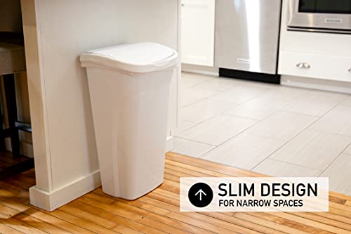 United Solutions 10 Gal/40 Qt Space-Efficient Kitchen Trash Can with Dual Swing Lid, 2-Pack, Waste Basket Fits in Narrow Spaces and Perfect for Commercial Offices, Home Office, Dorm, White