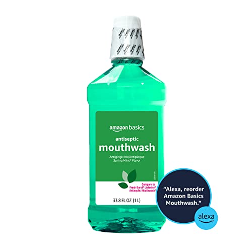 Amazon Basics Antiseptic Mouthwash, Mint, 1 Liter, 33.8 Fluid Ounces, 1-Pack (Previously Solimo)