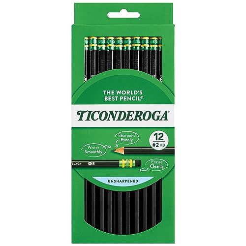 Ticonderoga Wood-Cased Pencils, 2 HB Soft, Black, 24 Count