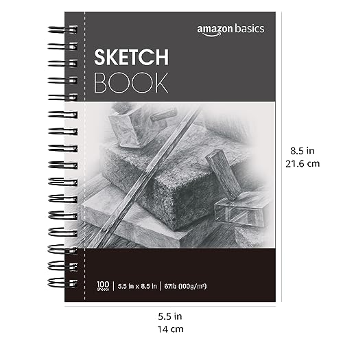 Amazon Basics Sketch Pad, 5.5"x8.5", 67 lb. / 100 gsm, 100 Sheets, White
