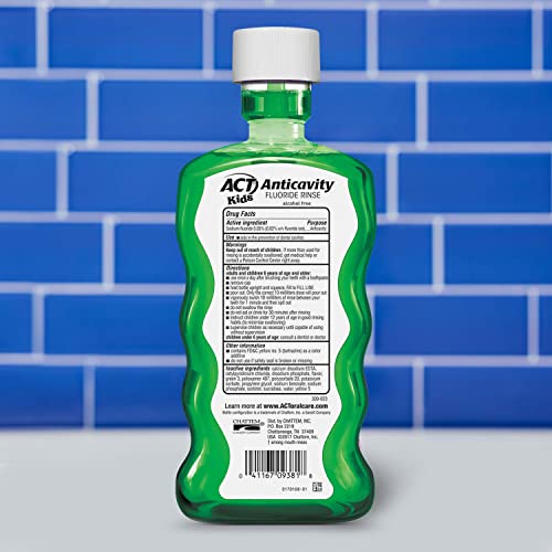 ACT Kids Anticavity Fluoride Rinse Wild Watermelon 16.9 fl. oz. Accurate Dosing Cup, Alcohol Free