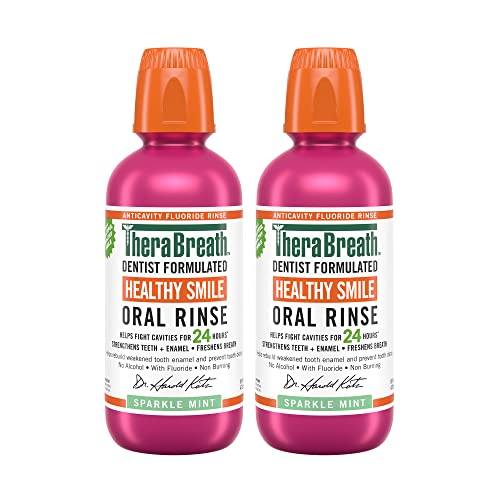 TheraBreath Cavity,Bad Breath Healthy Smile Dentist Formulated 24-Hour Oral Rinse, Sparkle Mint, 16 Ounce (Pack of 2)