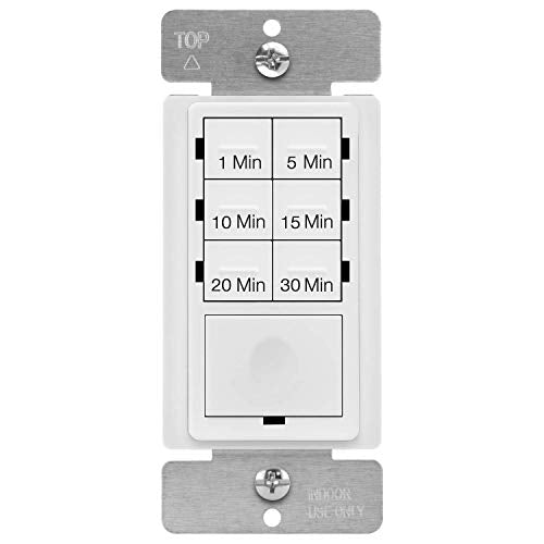 Enerlites HET06A 1-5-10-15-20-30 Minutes Preset In-Wall Countdown Timer Switch, w Decorator Wall Plate, White