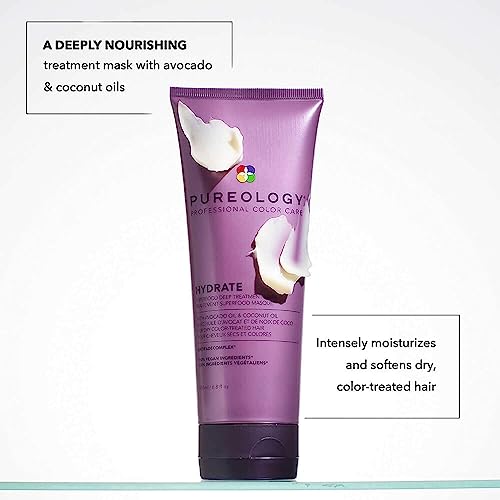 Pureology Hair Mask, Superfood Deep Treatment, Nourishes and Softens Hair, For Dry Colour-Treated Hair, Sulfate-Free, Vegan, Hydrate, 200ml