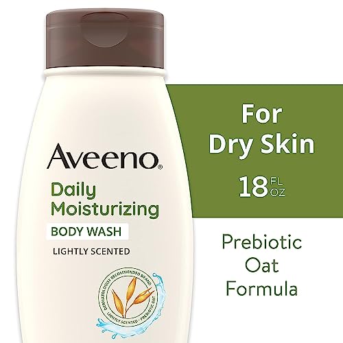 Aveeno Daily Moisturizing Body Wash for Dry Skin with Soothing Oat & Rich Emollients, Creamy Shower Cleanser, Gentle, Soap-Free and Dye-Free, Light Fragrance, 18 Fl Oz (Pack of 1)