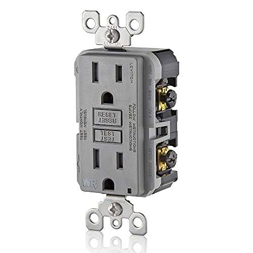 Leviton GFWT1-E Self-Test SmartlockPro Slim GFCI Weather-Resistant and Tamper-Resistant Receptacle with LED Indicator, 15 Amp, Black