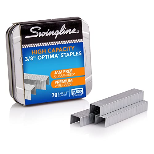 Swingline Staples, Premium High Capacity for Desktop Staplers, 3/8 Length, 125/Strip, 2500/Box, Jam Free, Optima (35550)