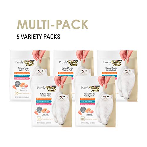 Purina Fancy Feast Natural Cat Treats Variety Pack, Purely Natural - (5) 10 ct. Pouches
