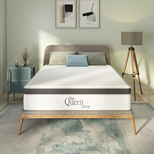 NapQueen 8 Inch Maxima Hybrid Mattress, Twin Size, Cooling Gel Infused Memory Foam and Innerspring Mattress, Bed in a Box,White & Gray