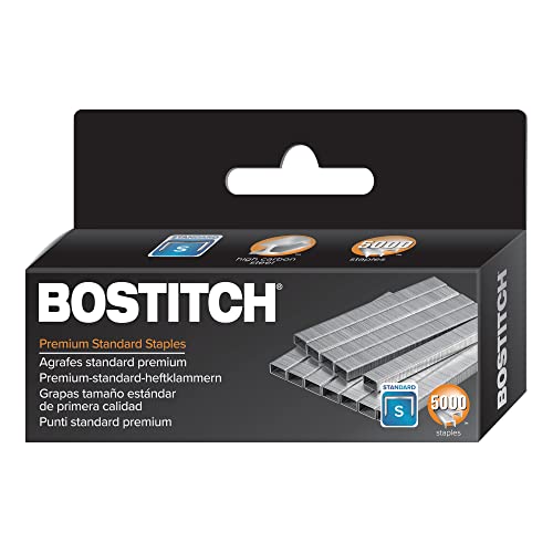 Bostitch Office Bostitch Premium Staples for Jam-Free Stapling, 0.25 Inch, Full Strip, 5,000 Staples/Box