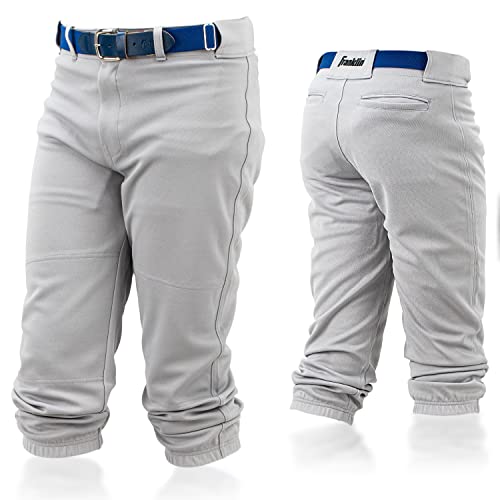 Franklin Sports Youth Baseball + Softball Pants - Knee High Grey Baseball Pants for Kids - Boys + Girls Knicker Style Baseball + Softball Pants with Belt Loop - Grey - Youth Large