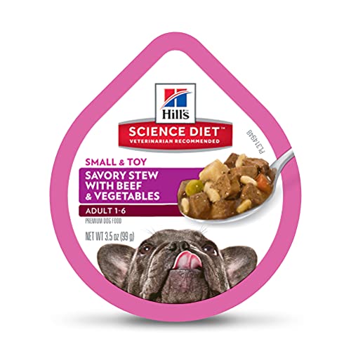 Hills Science Diet Wet Dog Food, Adult, Small Paws for Small Breeds, Savory Stew Beef & Vegetables, 12-Pack