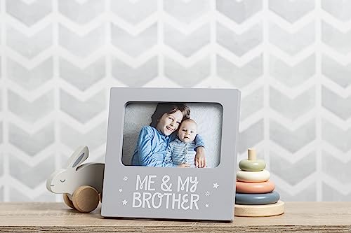 tiny ideas Me & My Brother Picture Frame, Nursery Décor, Gender-Neutral Baby Frame, Perfect Siblings Gift, Baby Keepsake Photo Frame, 4 x 6 Frame, Tabletop Easel Back, Gray, 1 Count (Pack of 1)