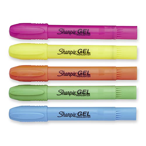 SHARPIE Gel Highlighters, Bullet Tip, Assorted Colors, 5 Count