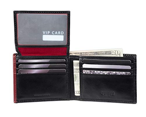 Guess Men's Leather Passcase Wallet, Black Reeve, One Size