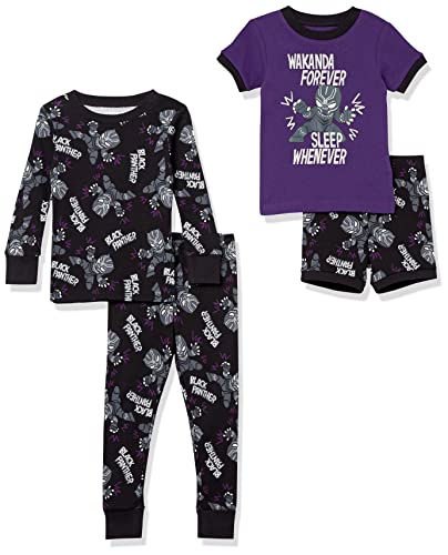 Amazon Essentials Disney | Marvel | Star Wars Toddler Boys' Pajama Set (Previously Spotted Zebra), Black/Purple Marvel Wakanda Forever, 2T