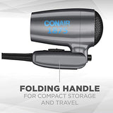Conair Travel Hair Dryer with Dual Voltage, 1875W Compact Hair Dryer with Folding Handle, Travel Blow Dryer