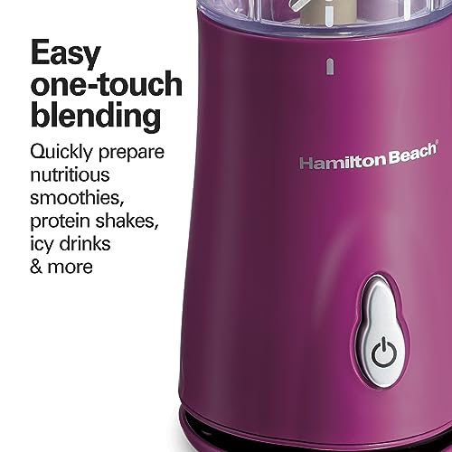 Hamilton Beach Portable Blender for Shakes and Smoothies with 14 Oz BPA Free Travel Cup and Lid, Durable Stainless Steel Blades for Powerful Blending Performance, 2 Jars - White (51102V)