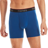 Hanes Total Support Pouch Men's Boxer Brief Underwear, Anti-Chafing, Multi-Pack (Reg or Long Available), Regular Leg-Black/Blue-3 Pack, Large